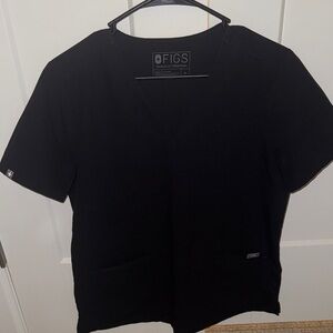 FIGS Black V-Neck 2 Pocket Scrub Top